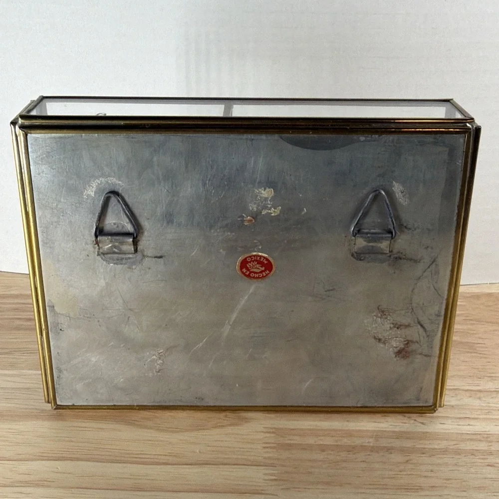 Vintage Mirrored Glass Brass Curio Cabinet Display Multi Shelf Case Shelf 6.5x5